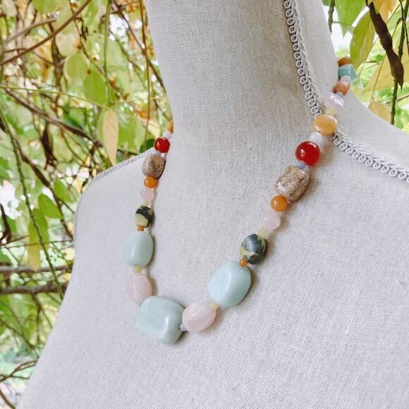 VTG Signed Jay King DTR Gemstone Sterling Silver Necklace 21" Amazonite Quartz - Picture 6 of 12